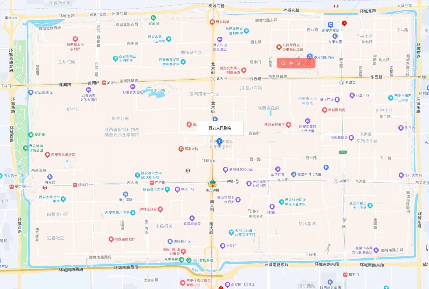 西安人民剧院地图位置